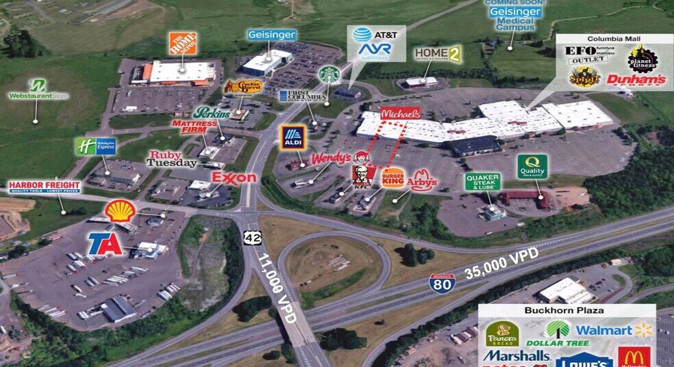 225 Columbia Mall Dr, Bloomsburg, PA à vendre - Aérien - Image 2 de 3