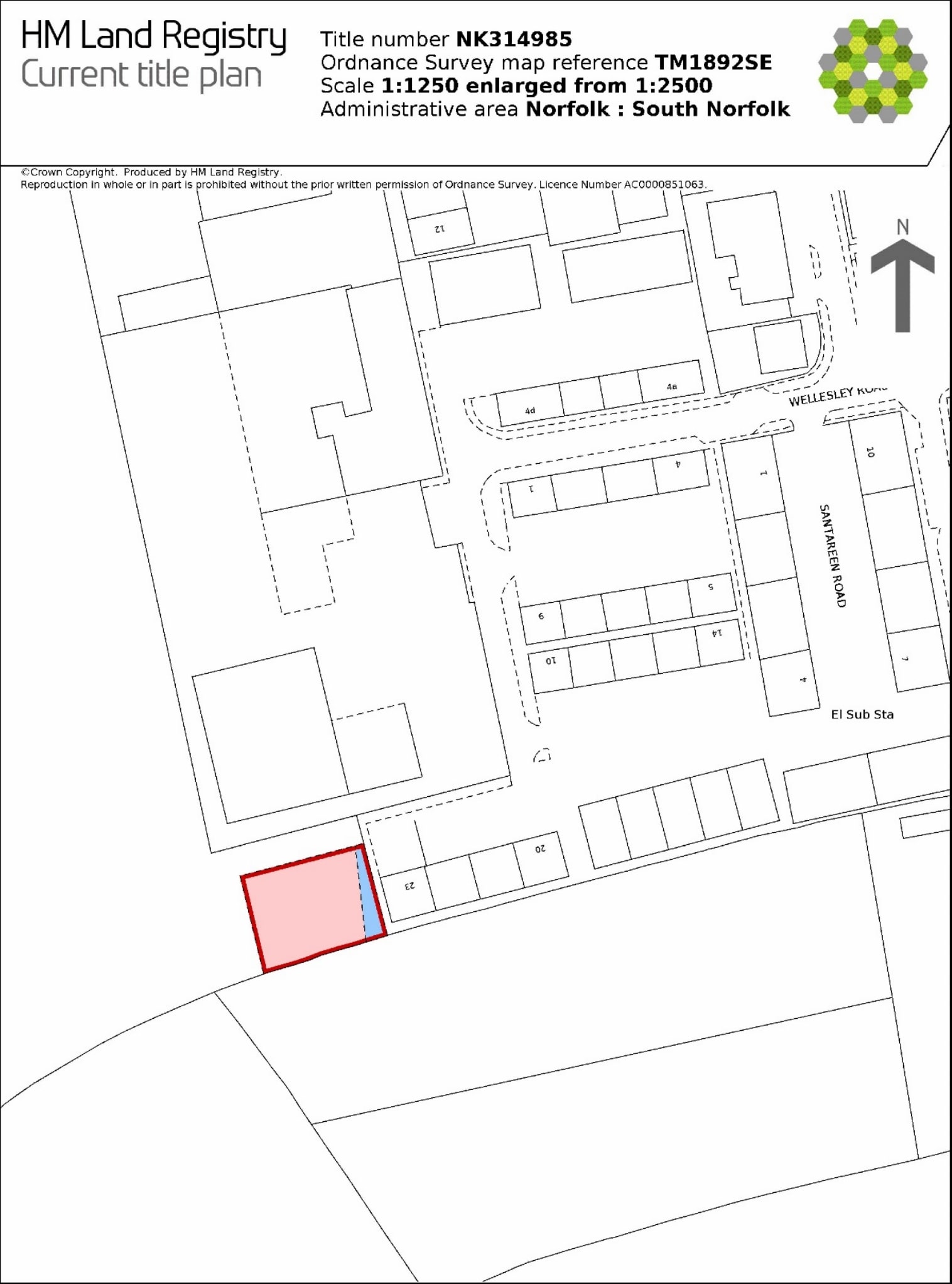 Wellesley Road, Long Stratton à vendre Plan cadastral- Image 1 de 3