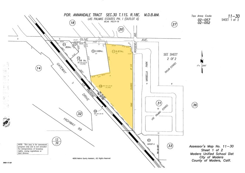 876 E Olive Ave, Madera, CA for lease - Plat Map - Image 3 of 3