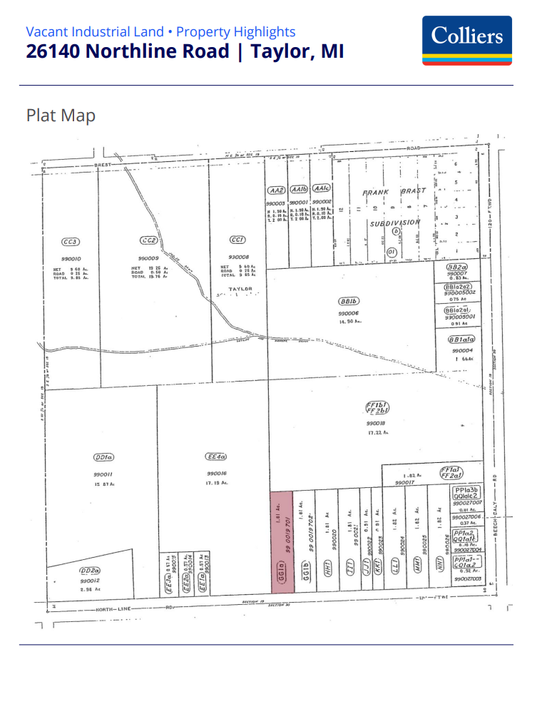 26140 Northline Rd, Taylor, MI à vendre Plan cadastral- Image 1 de 2