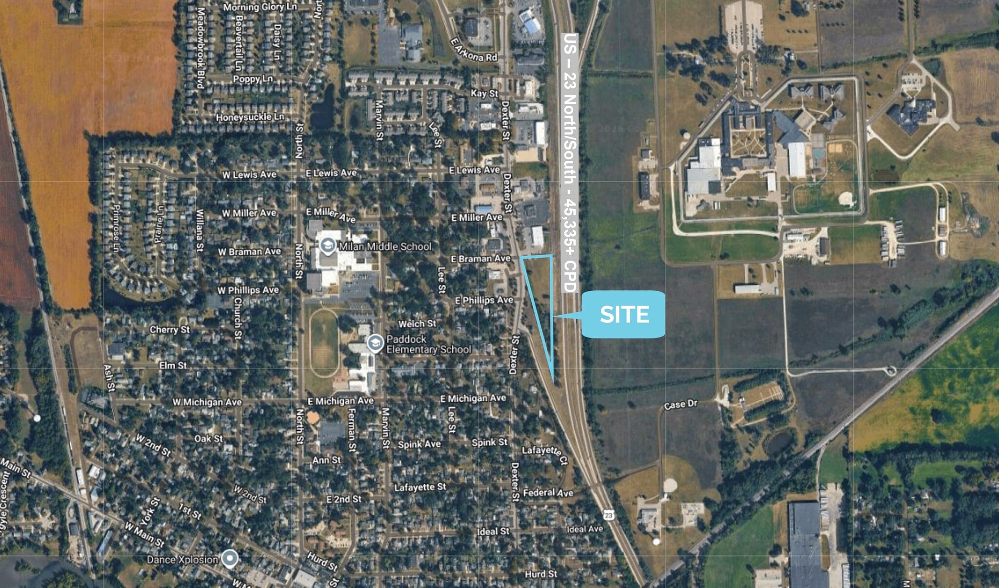 800 Dexter St, Milan, MI for lease Aerial- Image 1 of 3