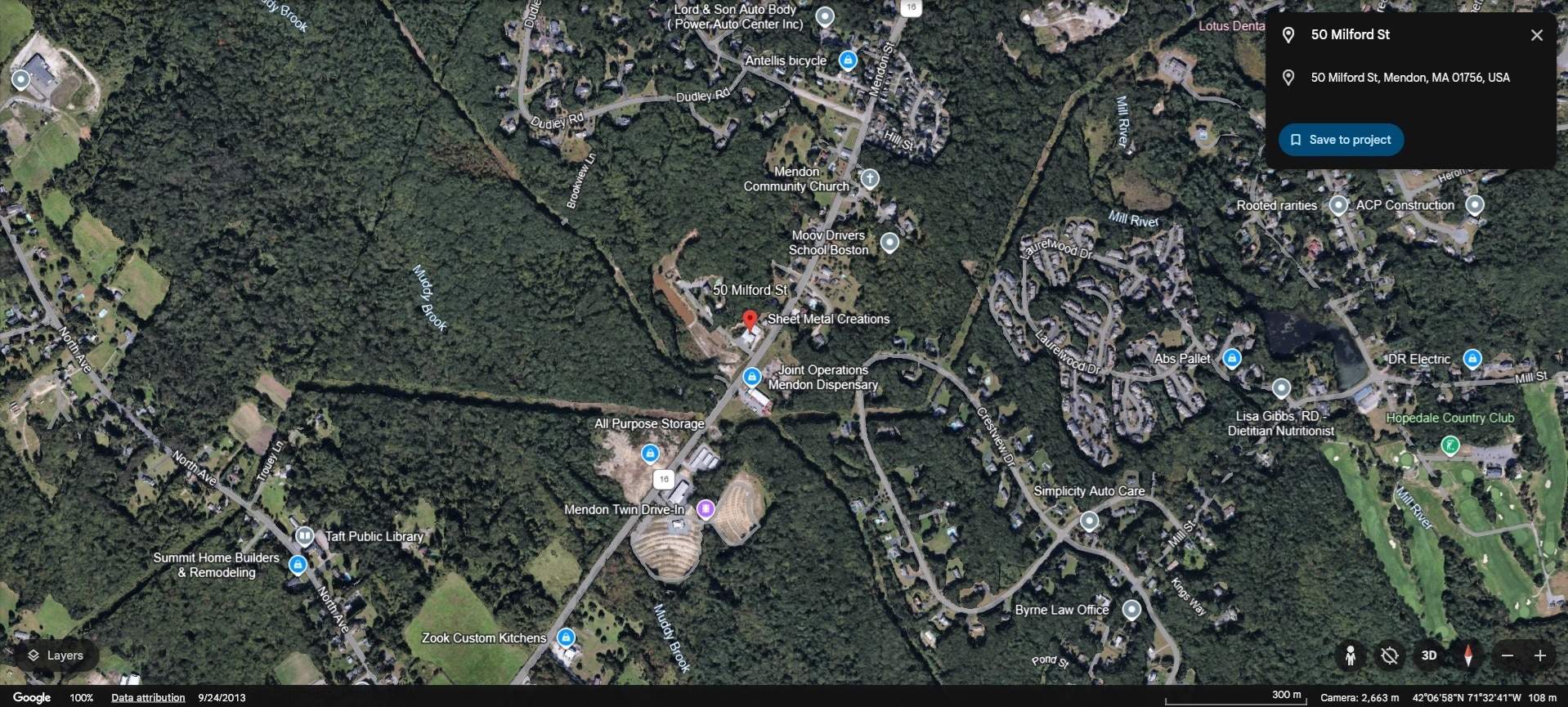 50 Milford St, Mendon, MA for sale Aerial- Image 1 of 4