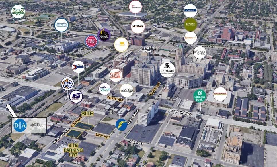 107 E Milwaukee St, Detroit, MI for sale - Aerial - Image 3 of 3