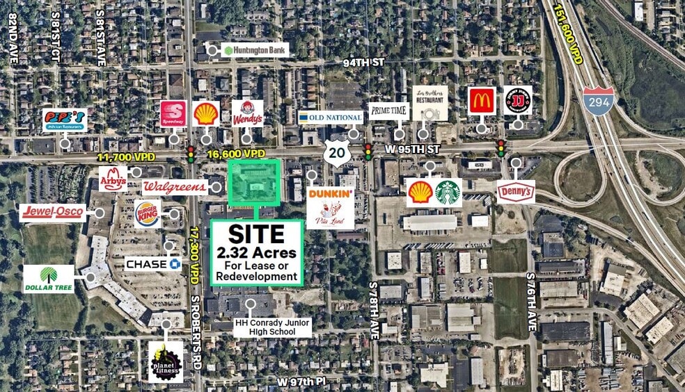 7933 W 95th St, Hickory Hills, IL for lease - Aerial - Image 2 of 2