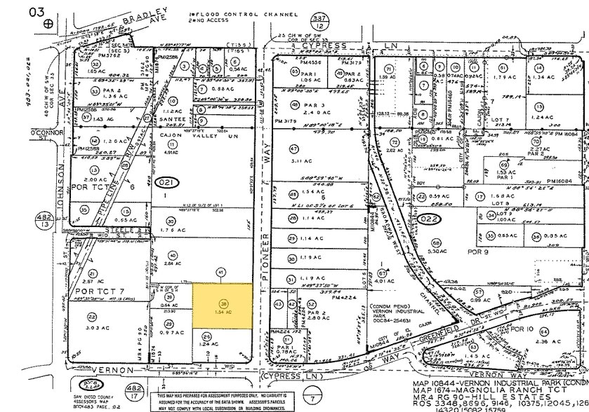 1286 Pioneer Way, El Cajon, CA for lease - Plat Map - Image 3 of 4