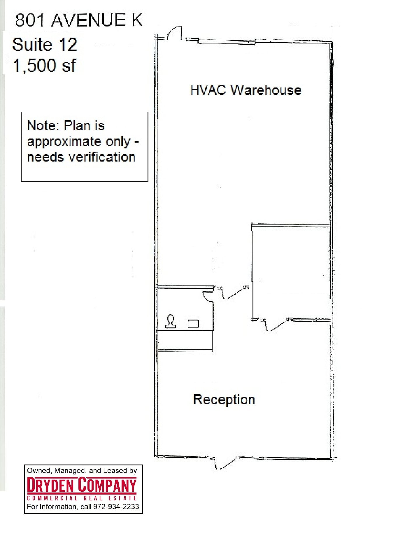 801 K Ave, Plano, TX à louer Plan d’étage- Image 1 de 1