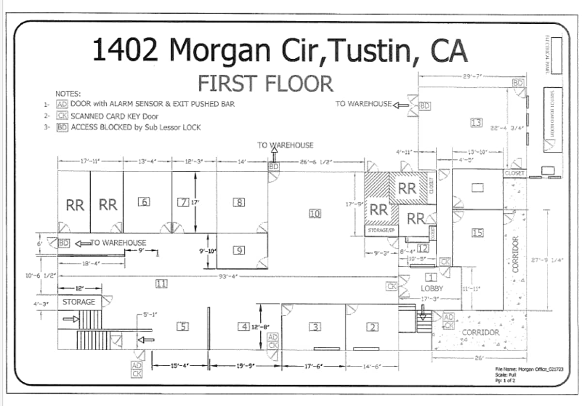 1402 Morgan Cir, Tustin, CA for lease Floor Plan- Image 1 of 2