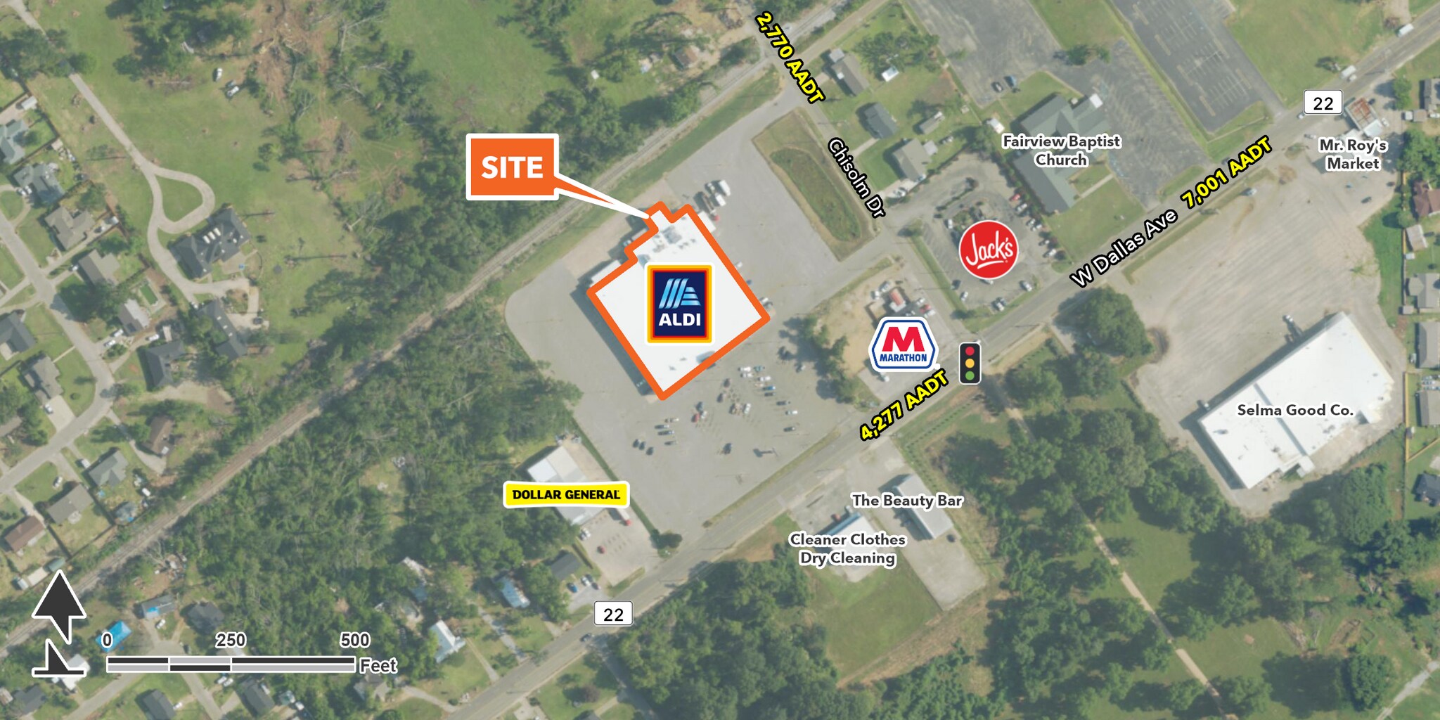 1952 W Dallas Ave, Selma, AL for lease Aerial- Image 1 of 2