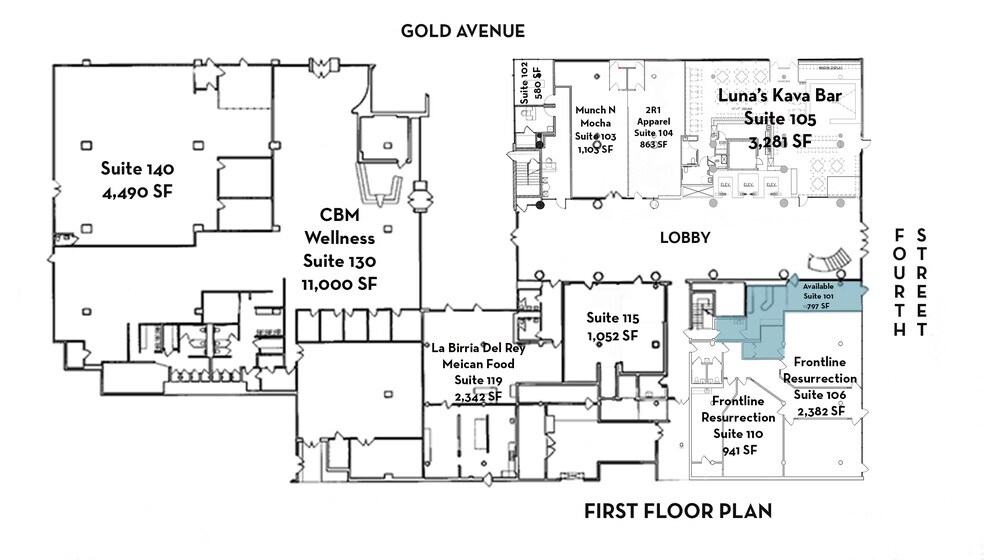 400 Gold Ave SW, Albuquerque, NM à louer - Plan d’étage - Image 3 de 15