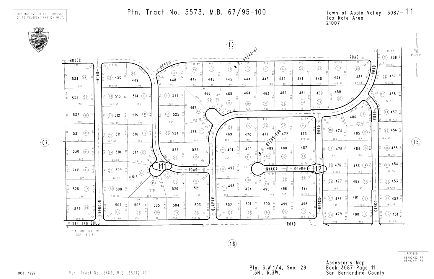 0 Rincon Rd, Apple Valley, CA à vendre Plan cadastral- Image 1 de 2