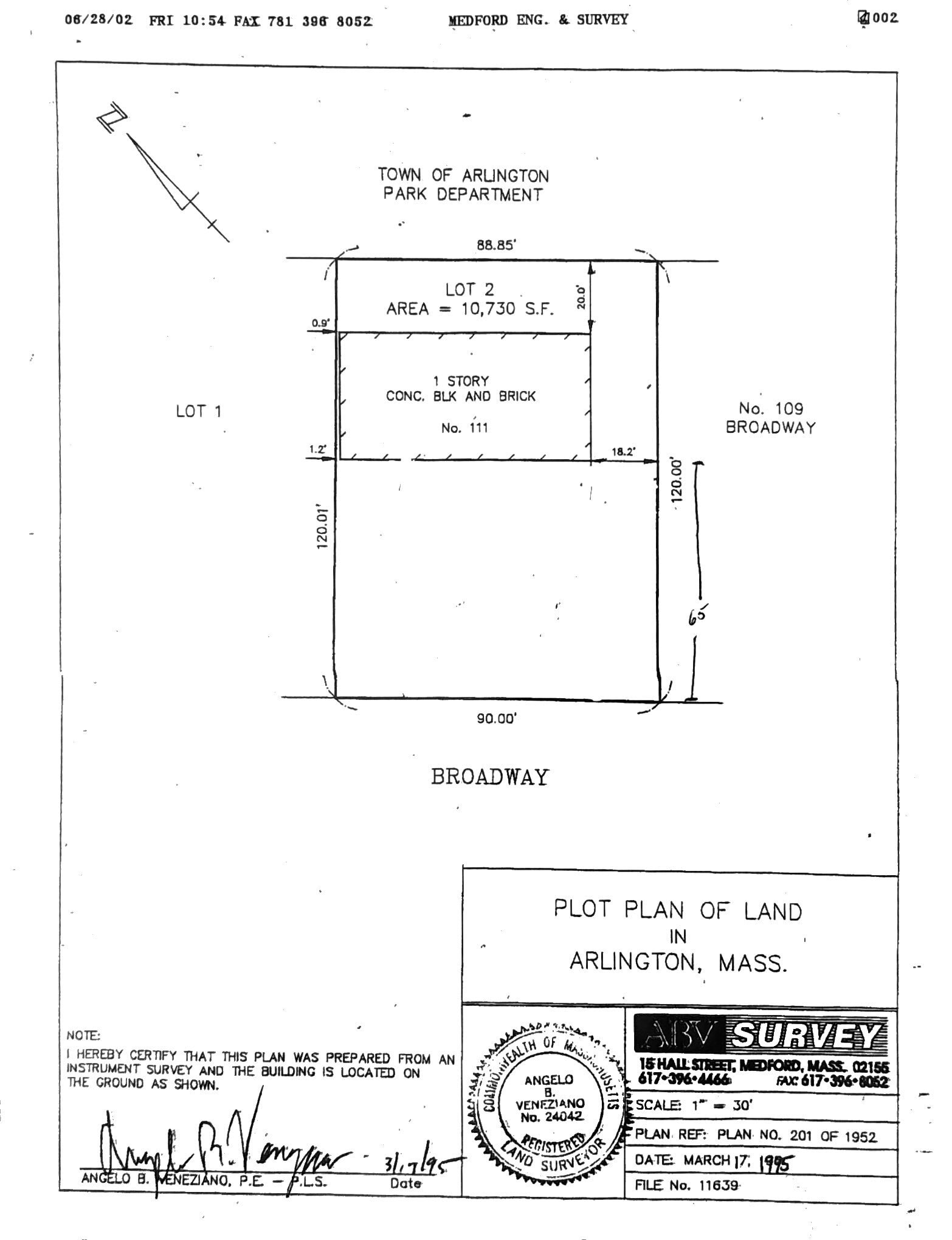 111-113 Broadway, Arlington, MA for lease Plat Map- Image 1 of 2