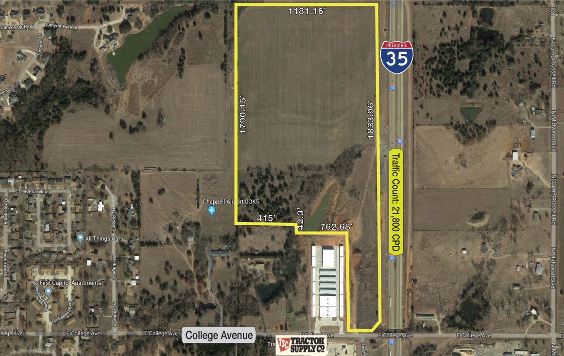 I35 & College Ave, Guthrie, OK for sale Aerial- Image 1 of 1