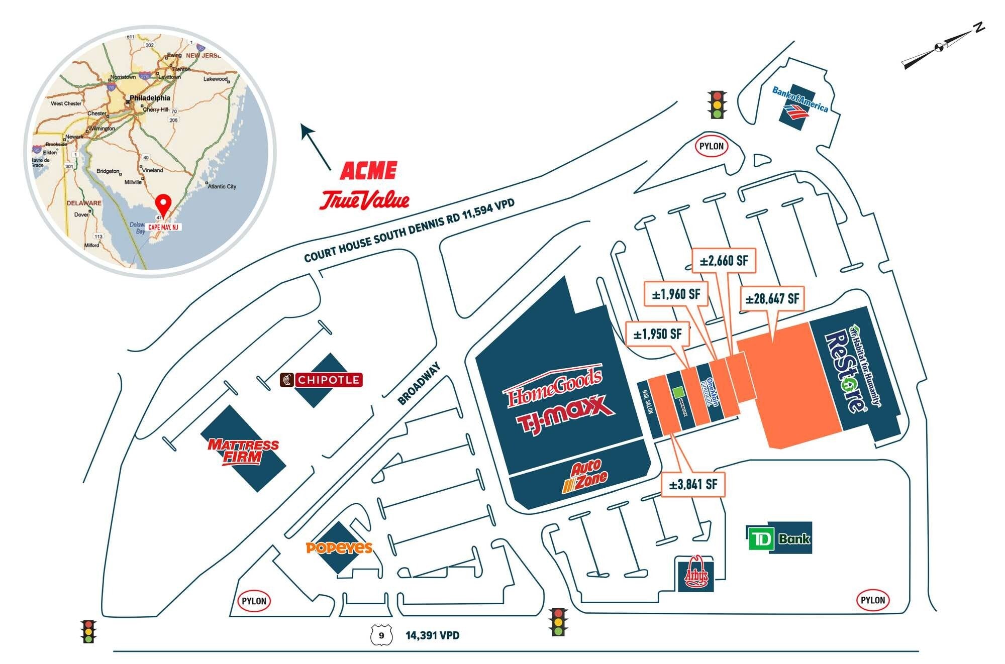 20 Court House South Dennis Rd, Cape May Court House, NJ à louer Plan de site- Image 1 de 1