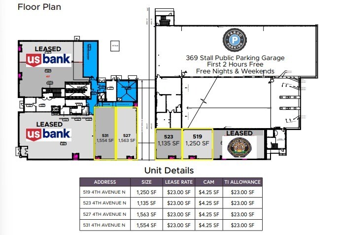 405 Broadway N, Fargo, ND à louer - Plan d’étage - Image 2 de 2