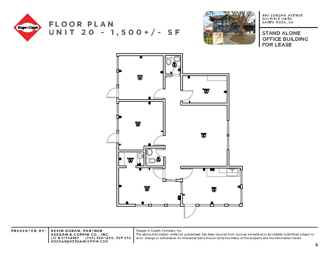 990 Sonoma Ave, Santa Rosa, CA à louer Plan d’étage- Image 1 de 1