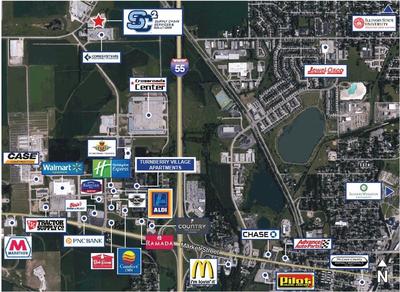 2219 W College Ave, Normal, IL for lease - Aerial - Image 2 of 4