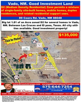Plus de détails pour 89 Coors rd, Vado, NM - Terrain à vendre