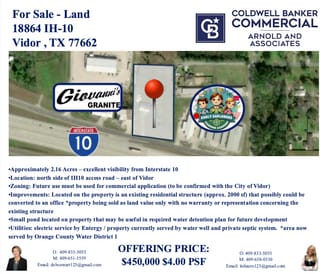 Plus de détails pour 18864 I-10, Vidor, TX - Terrain à vendre