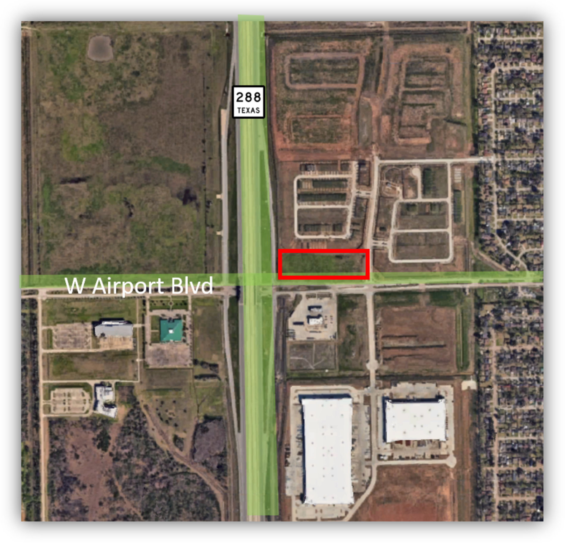 5 AC NEC of 288 and W. Airport, Houston, TX for lease Aerial- Image 1 of 2