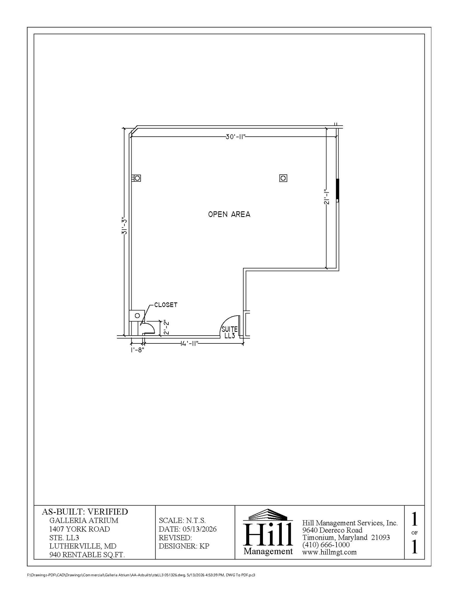 1407 York Rd, Lutherville, MD à louer Plan d’étage- Image 1 de 1
