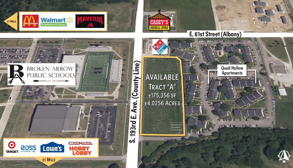 61st & County Line Rd, Broken Arrow, OK for sale - Aerial - Image 2 of 6