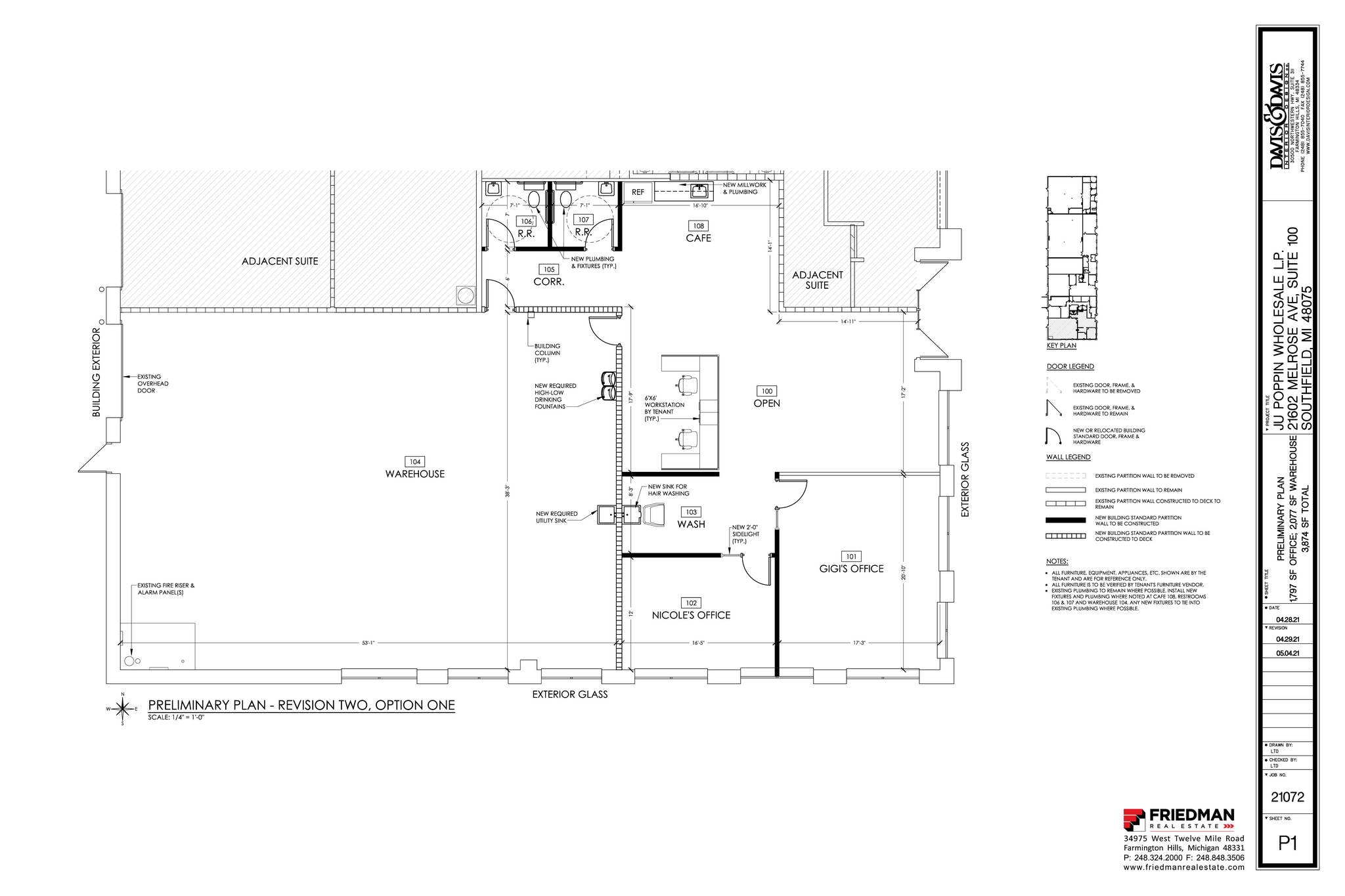 21455 Melrose Ave, Southfield, MI à louer Plan d’étage- Image 1 de 2