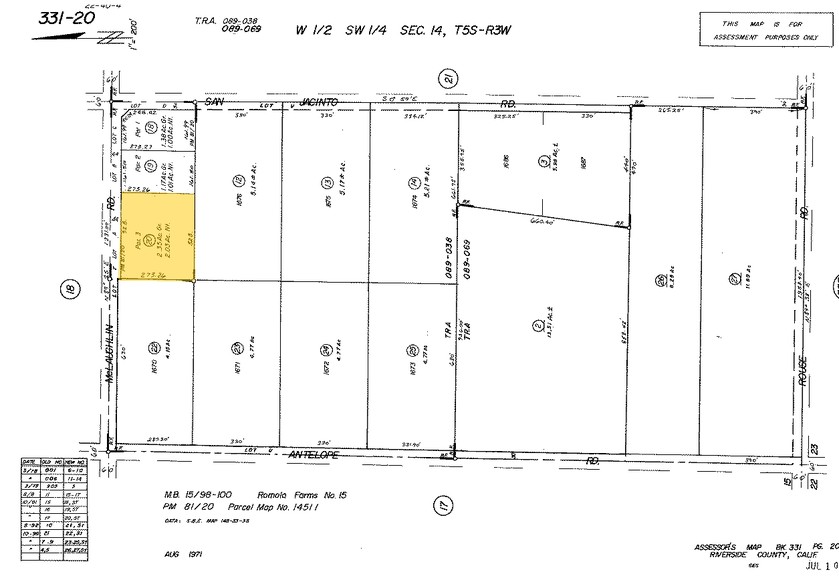 McLaughlin Rd @ SWC McLauglin Rd. & San Jacinto Rd, Menifee, CA for sale - Plat Map - Image 3 of 4