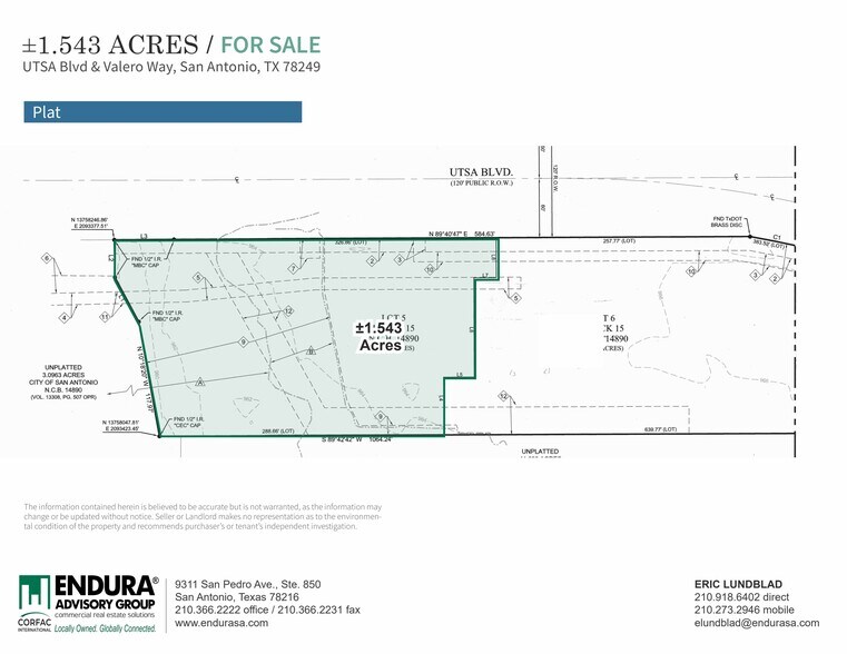 UTSA Blvd & Valero Way, San Antonio, TX à vendre - Plan cadastral - Image 3 de 3