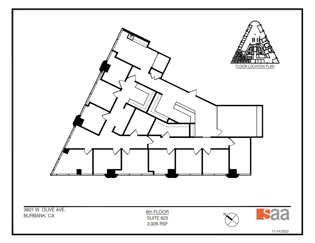 3601 W Olive Ave, Burbank, CA à louer Plan d’étage- Image 1 de 1