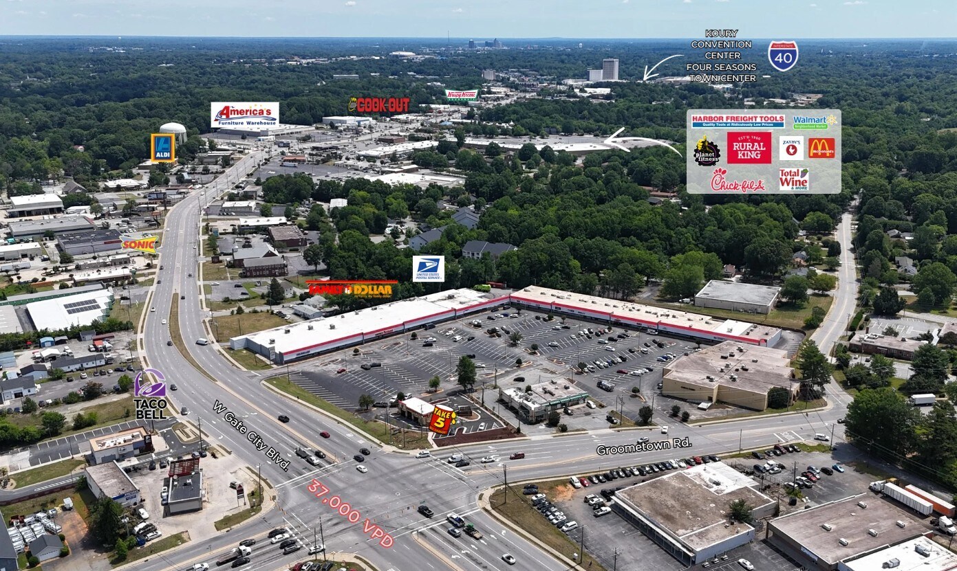 4605-4619 W Gate City Blvd, Greensboro, NC for lease Aerial- Image 1 of 5