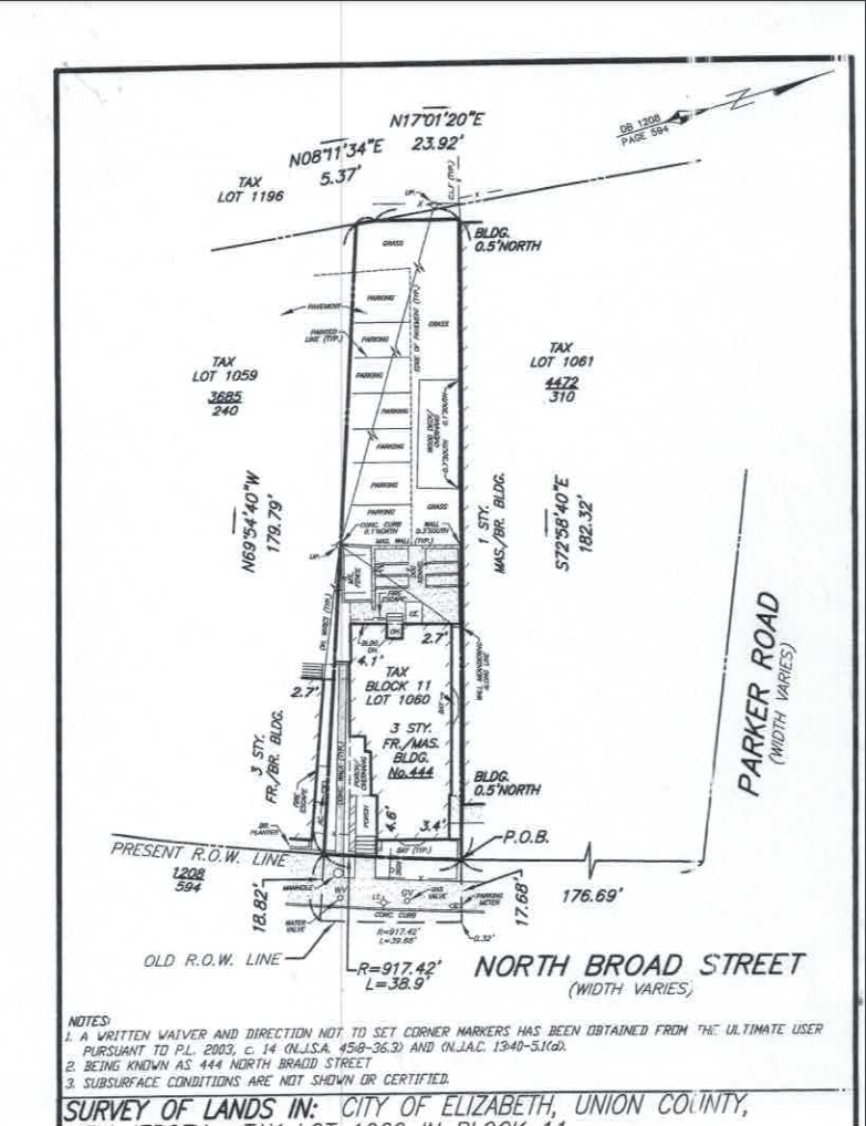 442 N Broad St, Elizabeth, NJ à vendre Plan de site- Image 1 de 1