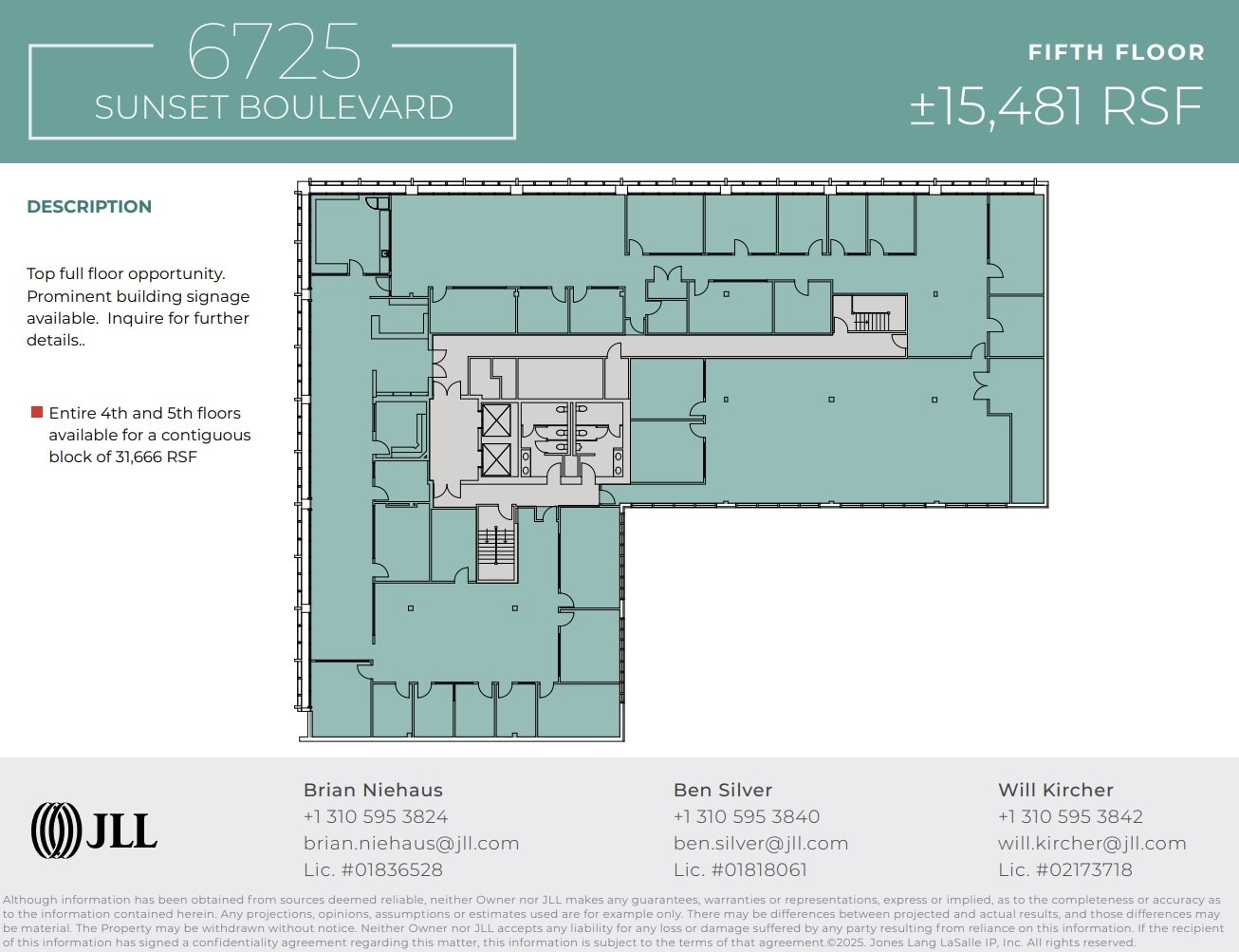 6725 W Sunset Blvd, Los Angeles, CA à louer Plan d’étage- Image 1 de 1
