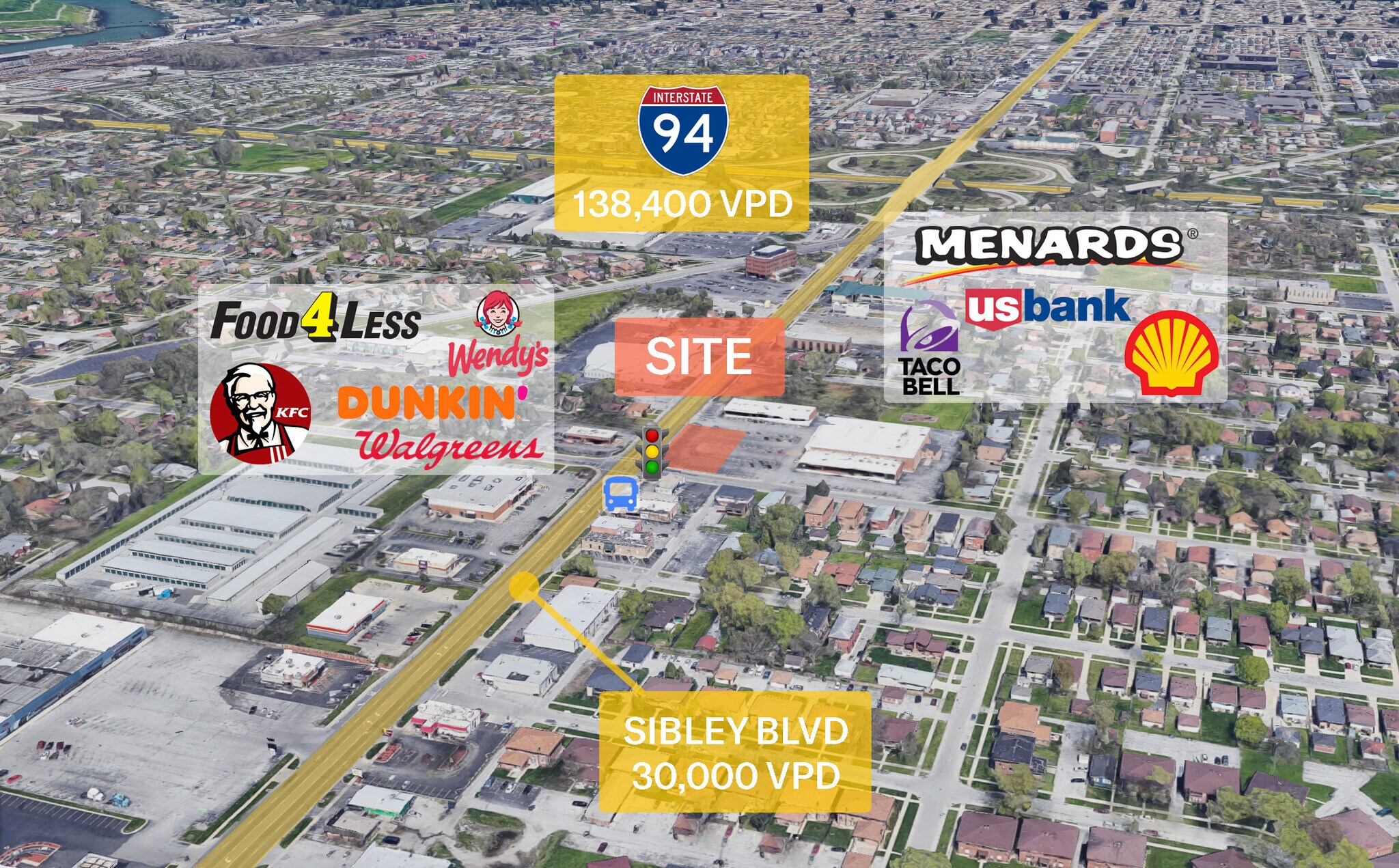 1205 E Sibley Blvd, Dolton, IL à louer Aérien- Image 1 de 3