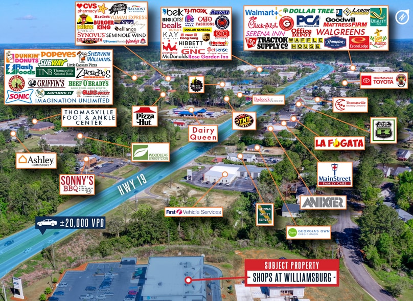 15 Williamsburg Ave, Thomasville, GA à louer - Aérien - Image 3 de 4