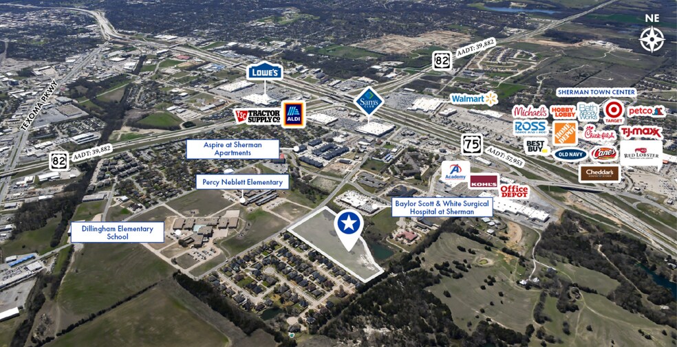 NEQ of Calais Street, Sherman, TX for sale - Aerial - Image 2 of 3