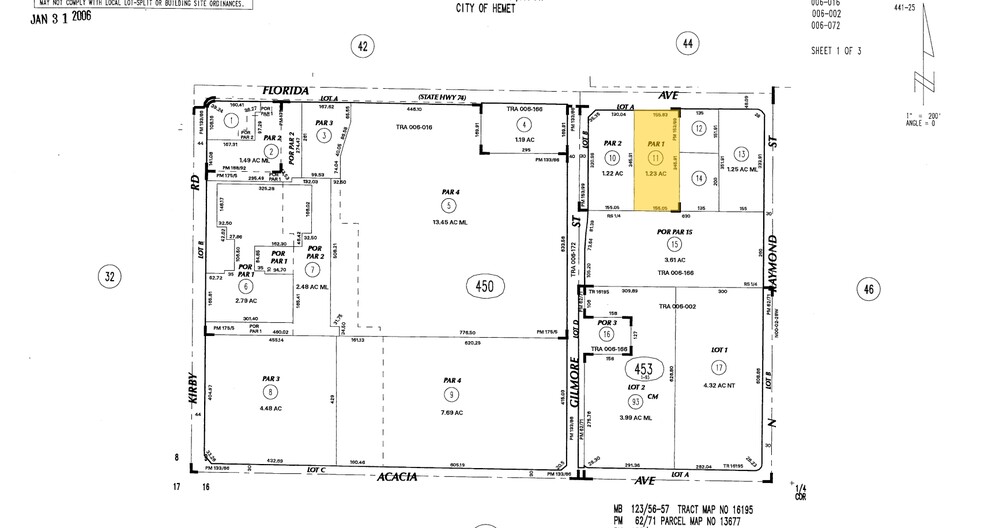 W Florida Ave, Hemet, CA for lease - Plat Map - Image 2 of 2