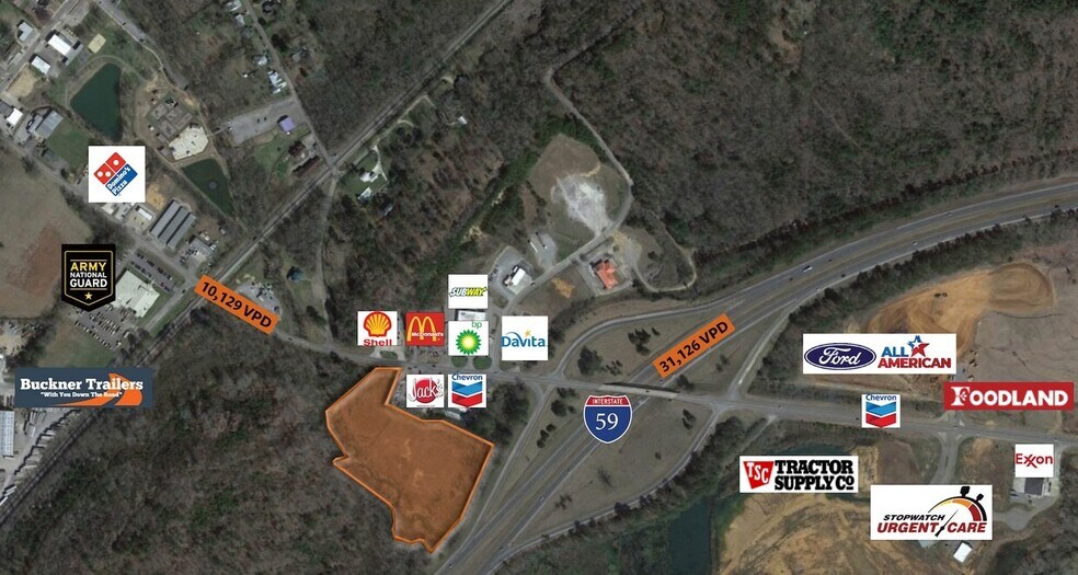 I-59 FREEWAY & SPRINGVILLE, Springville, AL à vendre - Aérien - Image 3 de 9