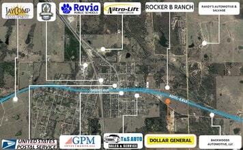 7200 OK-22 Hwy, Ravia, OK - AERIAL  map view