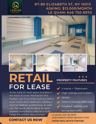 More details for 87 Elizabeth St, New York, NY - Retail for Lease