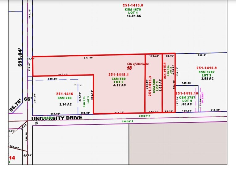 1510 University Dr, Marinette, WI à vendre - Plan cadastral - Image 3 de 3