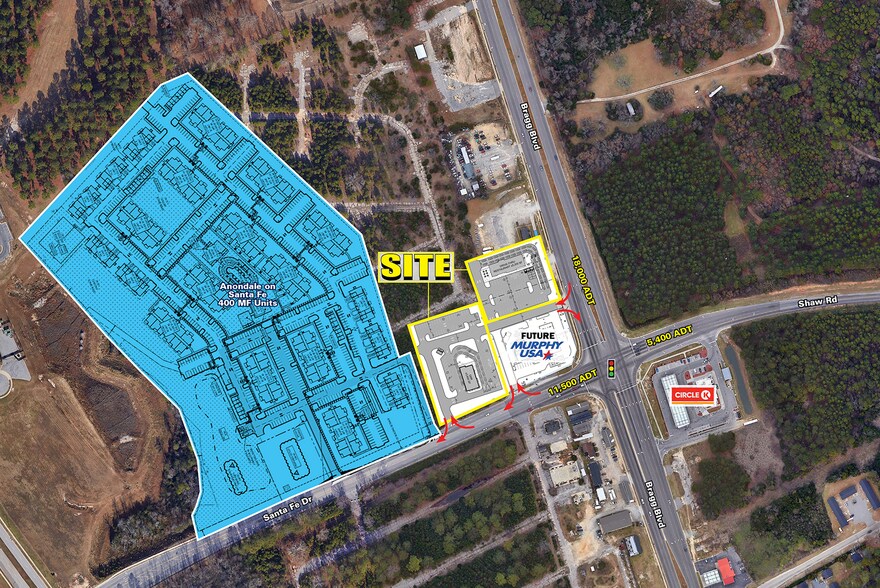 Bragg Blvd & Santa Fe dr, Fayetteville, NC à vendre - Aérien - Image 3 de 4