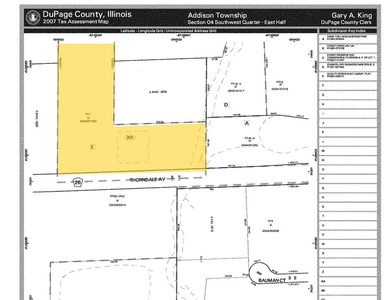1475 Thorndale Ave, Itasca, IL for lease - Plat Map - Image 2 of 7