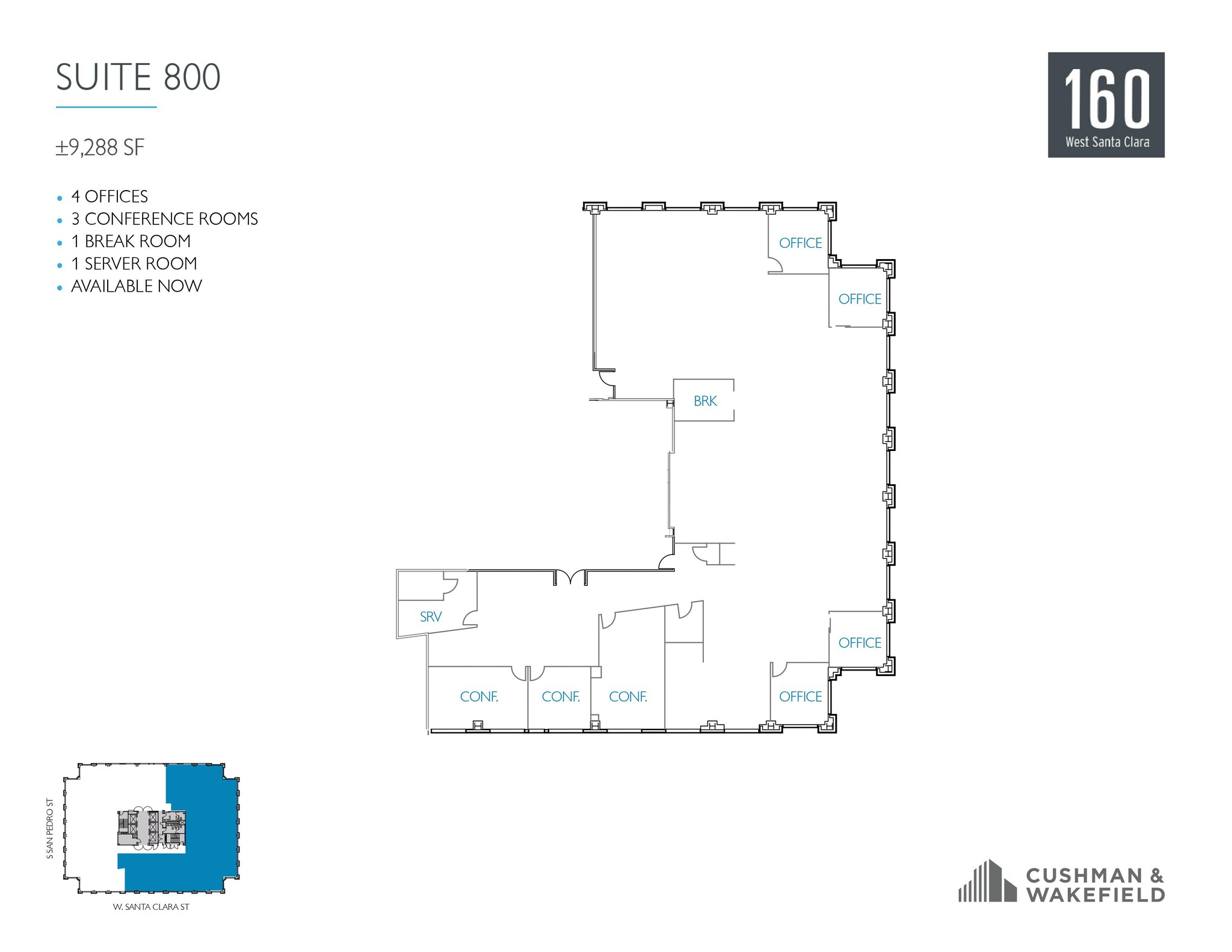 160 W Santa Clara St, San Jose, CA à louer Plan d  tage- Image 1 de 1