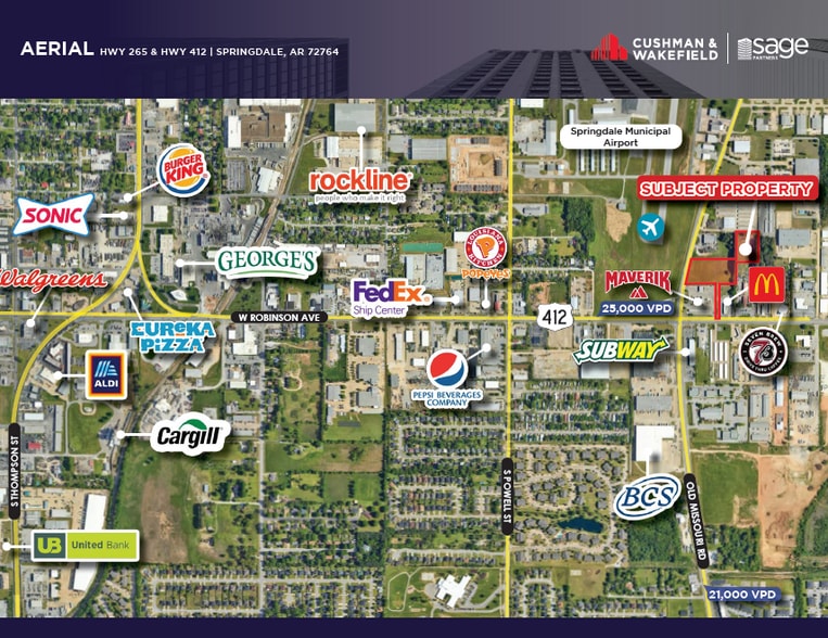 Hwy 412 & 265, Springdale, AR for lease - Aerial - Image 3 of 4