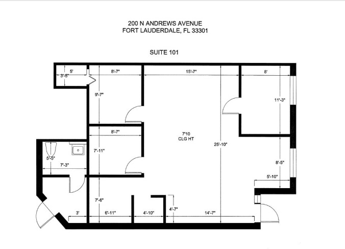 200 N Andrews Ave, Fort Lauderdale, FL for lease Typical Floor Plan- Image 1 of 1