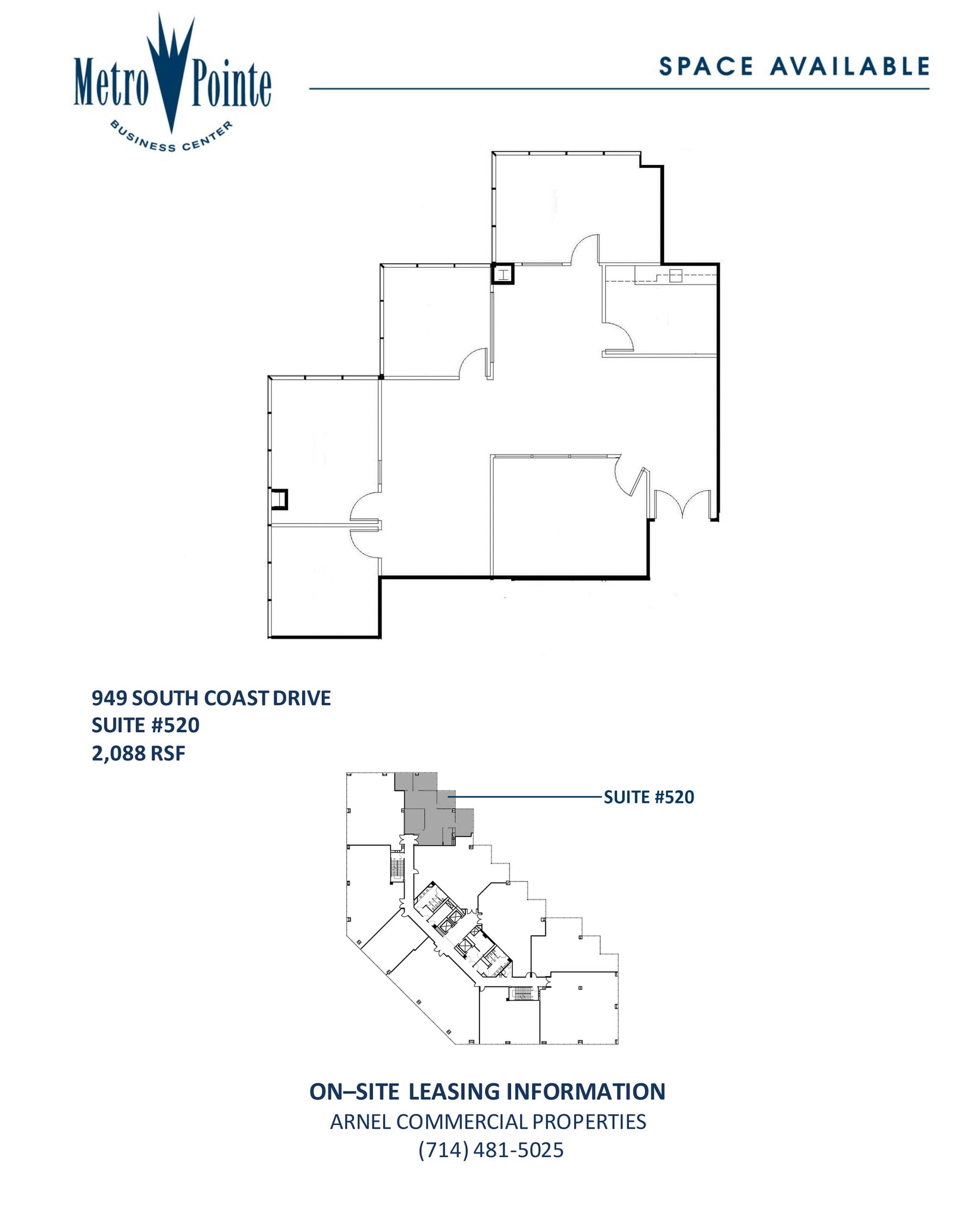 949 S Coast Dr, Costa Mesa, CA à louer Plan d’étage- Image 1 de 1