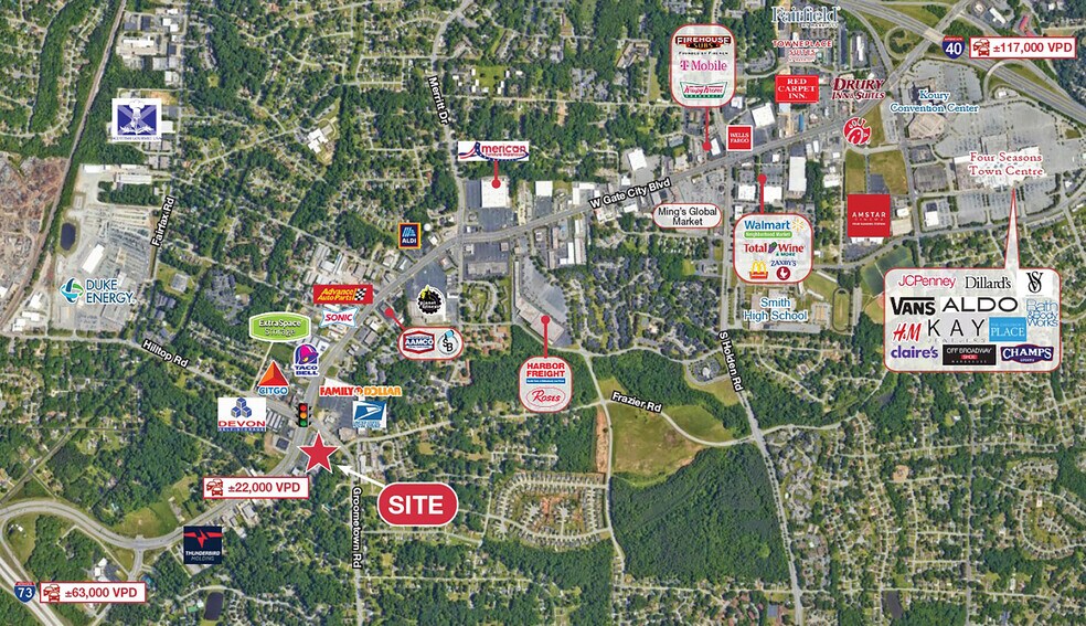 4711 W Gate City Blvd, Greensboro, NC for sale - Aerial - Image 2 of 3