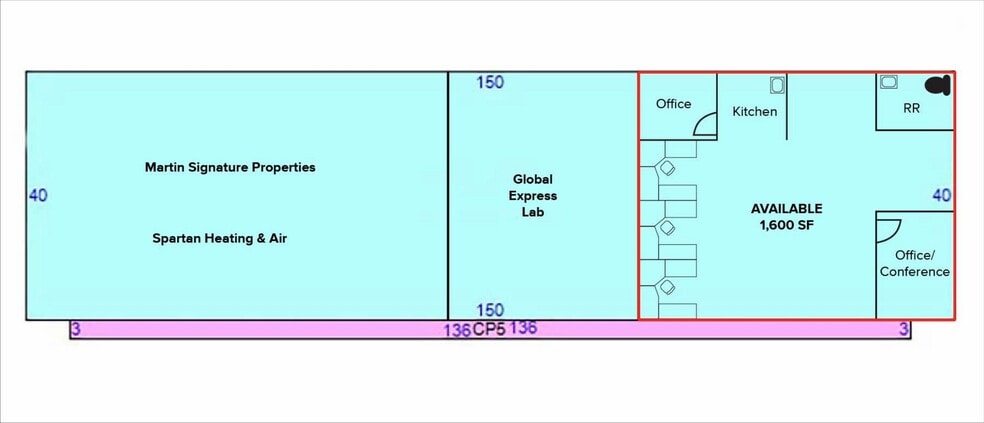 1455-1465 S Reynolds Rd, Toledo, OH for lease - Floor Plan - Image 2 of 7