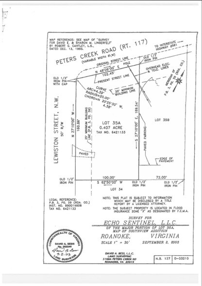 3509 Peters Creek Rd, Roanoke, VA for sale - Plat Map - Image 2 of 7