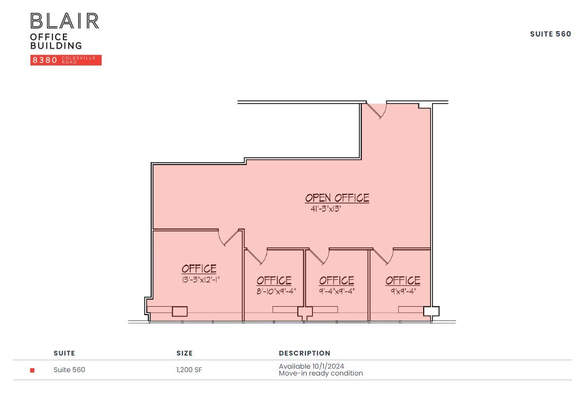 8380 Colesville Rd, Silver Spring, MD à louer Plan d  tage- Image 1 de 1